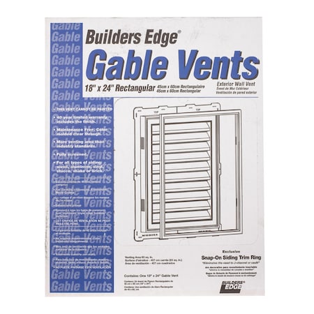 Builders Edge Builders Edge 18 in. W X 24 in. L White Plastic Gable Vent 120061824117